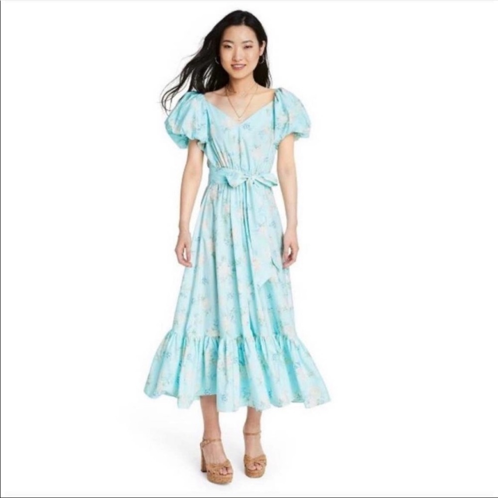 Loveshackfancy for Target blue floral midi dress